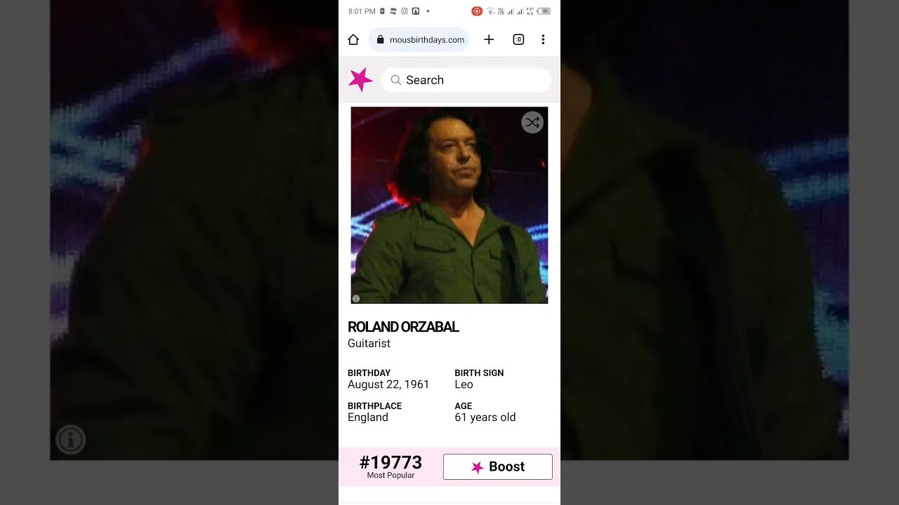 HAPPY 61 BIRTHDAY ROLAND ORZABAL Guitarist