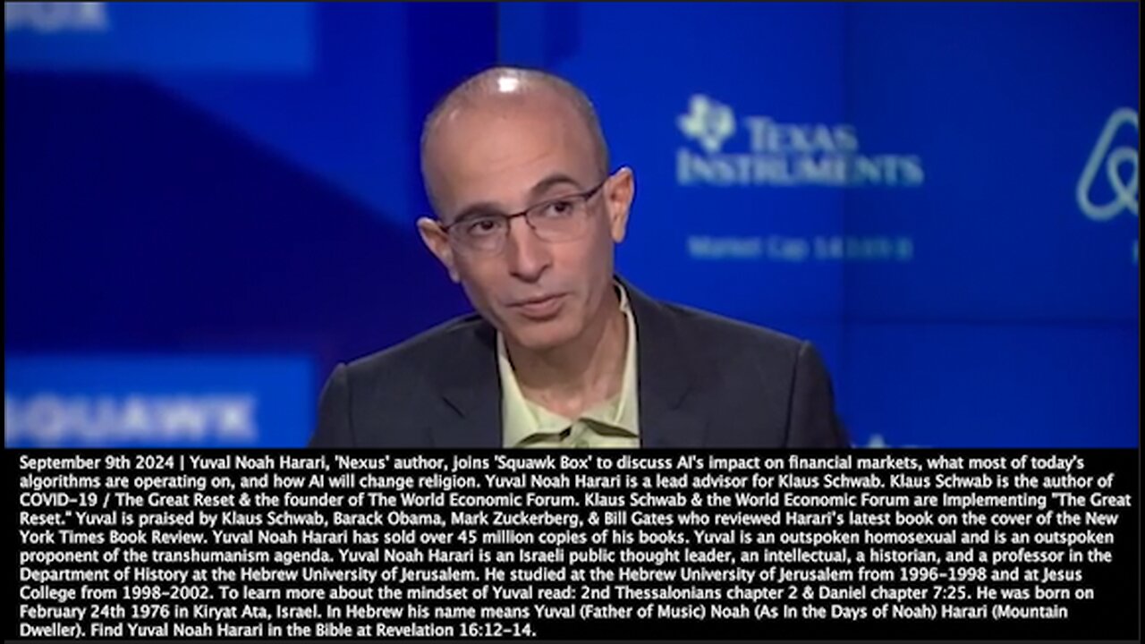 Yuval Noah Harari | "You, Have Now Sold 65 Million Books. It's a Remarkable Situation." - Squawk Box | "A.I. Is a Not a Tool In Our Hands. It Is An Agent. It Has a Potential to Change Every Area, Finance, Military, Religion." - 9/