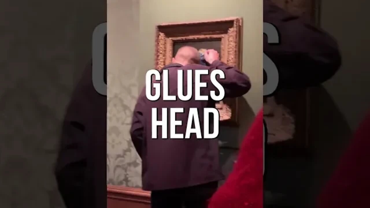 Glues Activist, Glues His Head To Girl With A Pearl Earring Painting