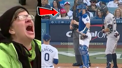 WOKE fans MELTDOWN as Trump supporter GOES VIRAL with MAGA HAT at Yankees Dodgers World Series Game!