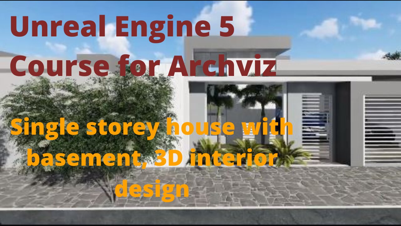 Single storey house with basement, 3D interior design