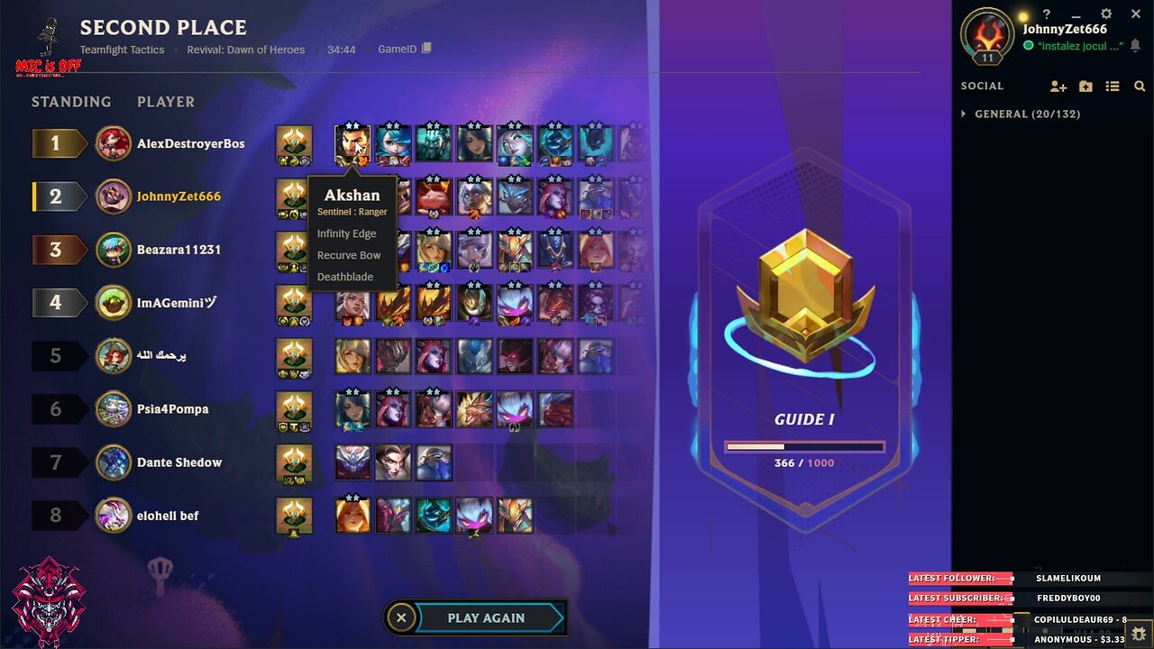 Almost win in Teamfight Tactics - Revival: Dawn of Heroes