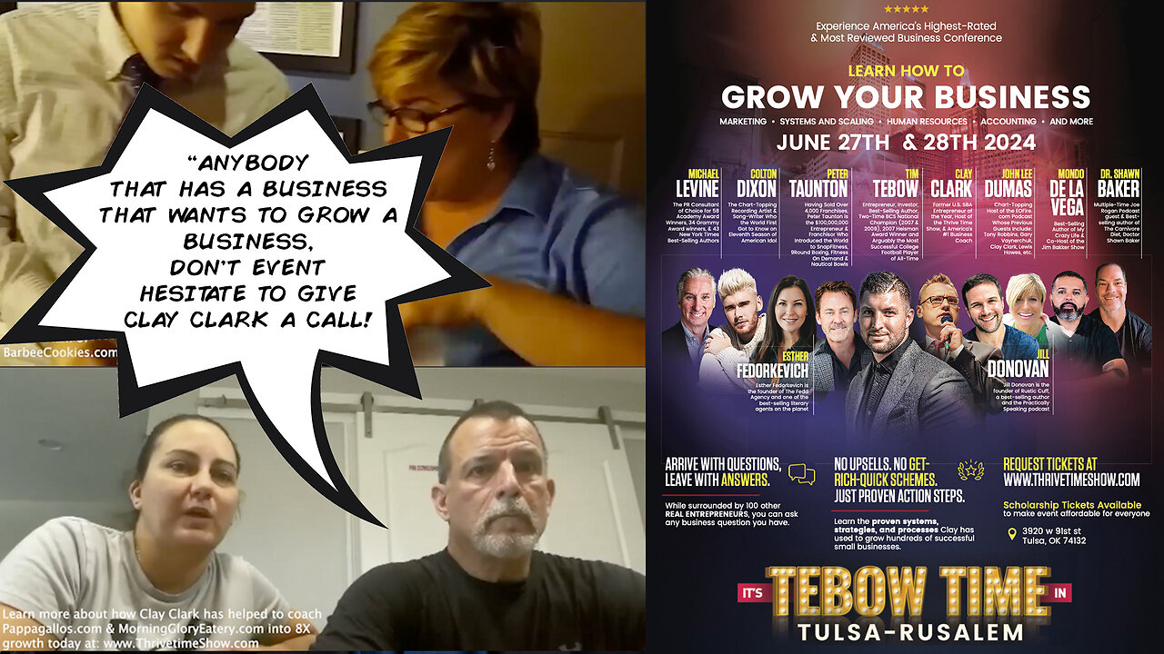 Business Podcasts | Hungry for Business Growth? Clay Clark Celebrates the 8X Growth of Pappagallos.com, MorningGloryEatery.com & BarbeeCookies.com!!! + Tim Tebow Joins Clay's 2-Day June 27-28 Business Growth Conference