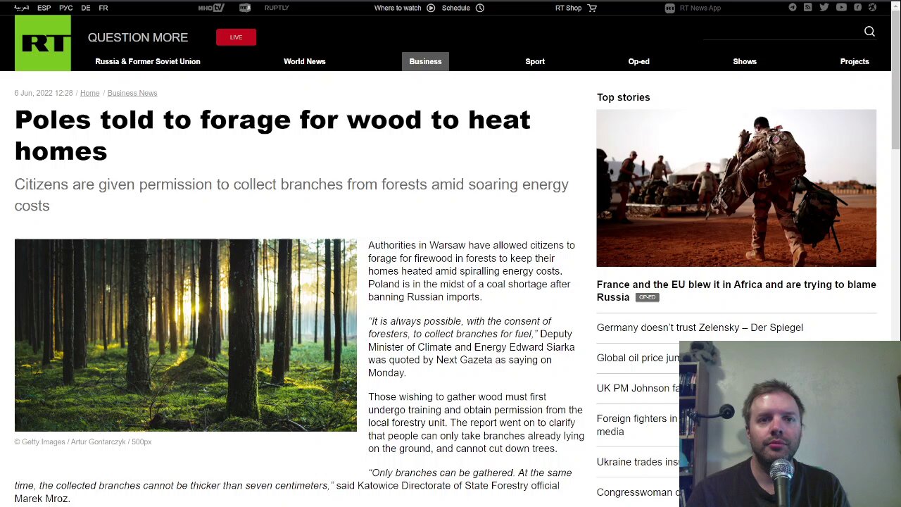 Poland tells its citizens to forage for wood in the local forest for heat