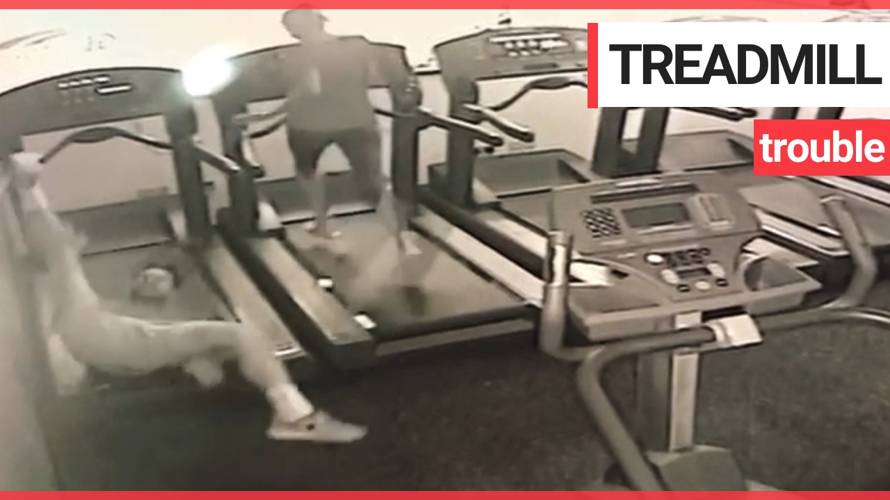 Hilarious video shows hapless man falling off a treadmill