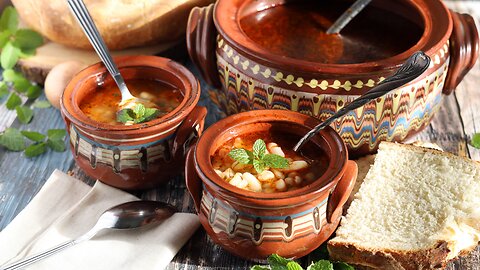 Bulgarian White Bean Soup. Only Five Ingredients. Vegan.