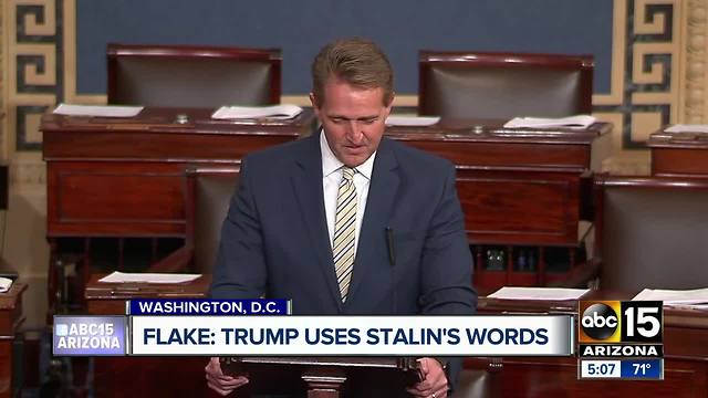 Sen. Flake compares Trump’s words to a soviet dictator