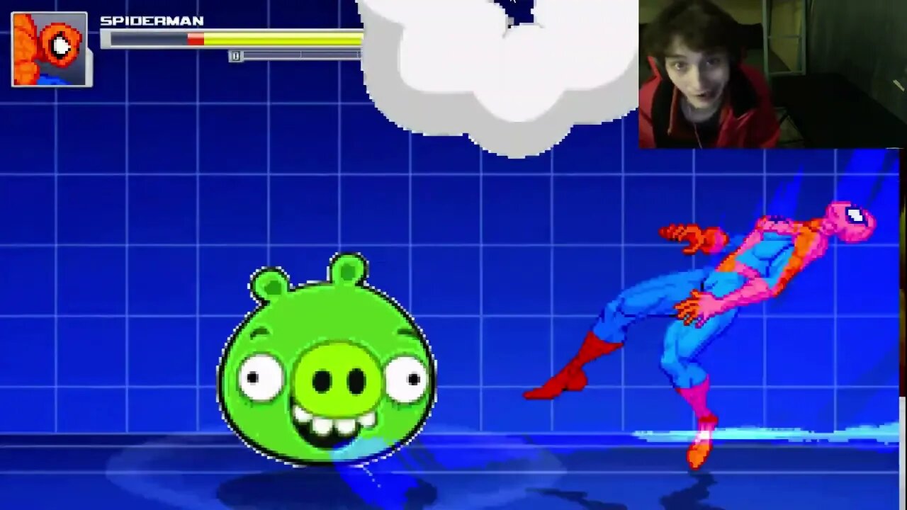 Spider Man VS Minion Pig From The Angry Birds Series In An Epic Battle In The MUGEN Video Game