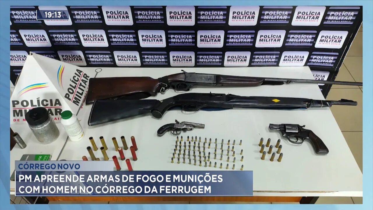 Córrego Novo: PM Apreende Armas de Fogo e Munições com Homem no Córrego da Ferrugem.