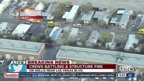 Mobile home fire near Nellis, Las Vegas Boulevard