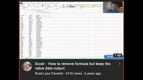 Excel - How to remove formula but keep the value data output