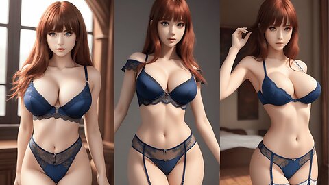 Elegance in Blue: Inspiration in the World of Blue Lingerie - 4K AI Girl Lookbook