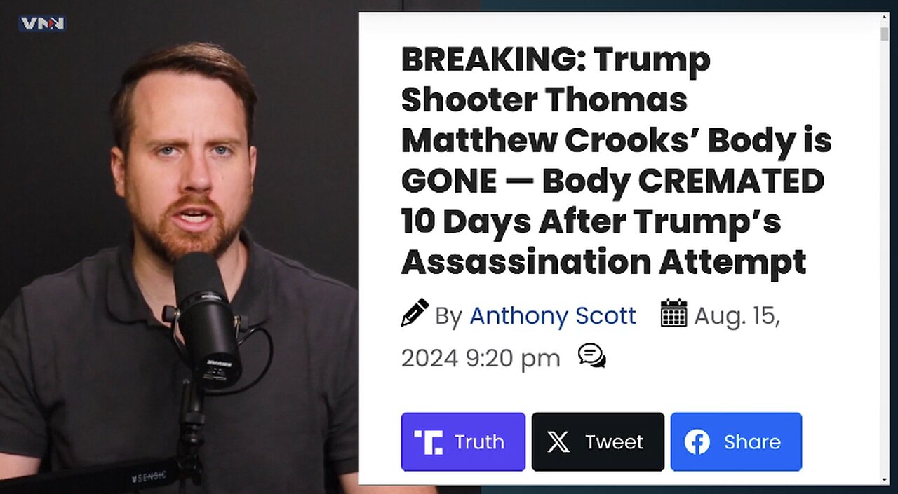 Shocking Report Reveals FBI Cleaned Up Trump Shooter’s Crime Scene And Cremated The Body