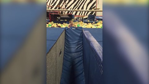 "Toddler Girl Struggles To Escape Awesome Gymnastics Course"