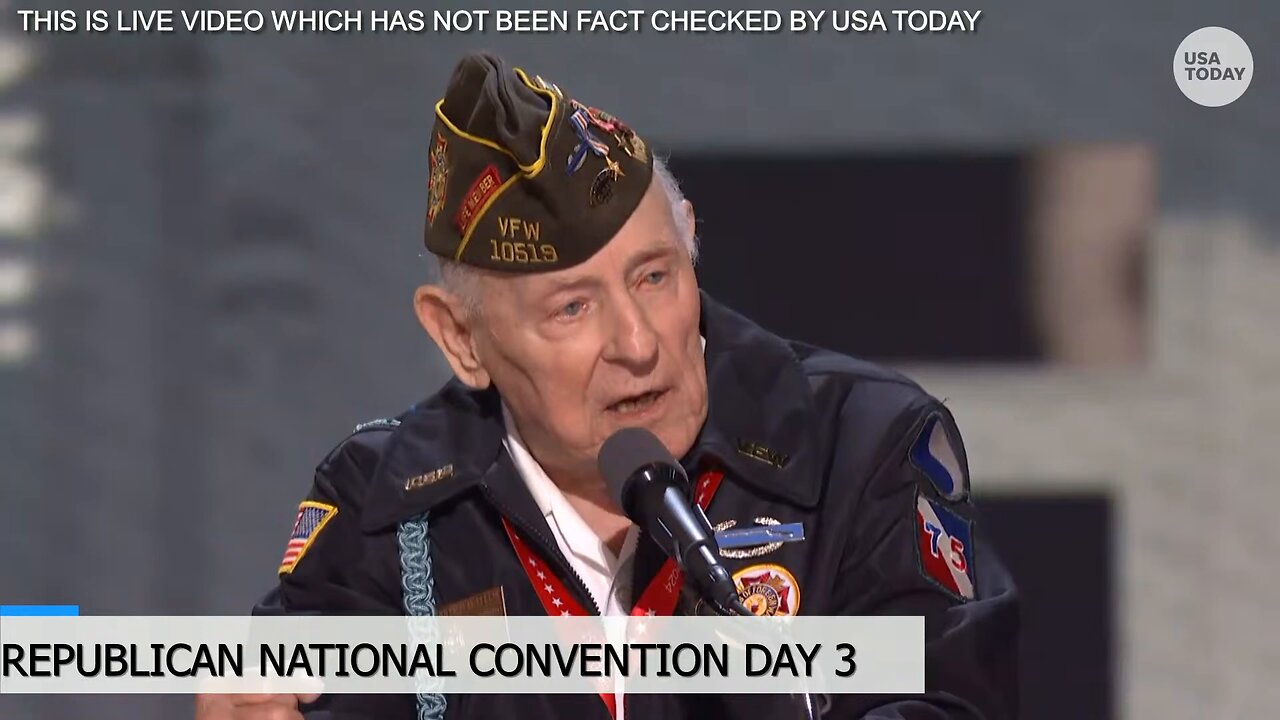 William Pekrul, 99-year-old WWII veteran, delivers speech at 2024 RNC in hometown of Milwaukee - July 17, 2024