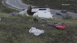 Charter bus rollover kills 3, injures 18 outside San Diego