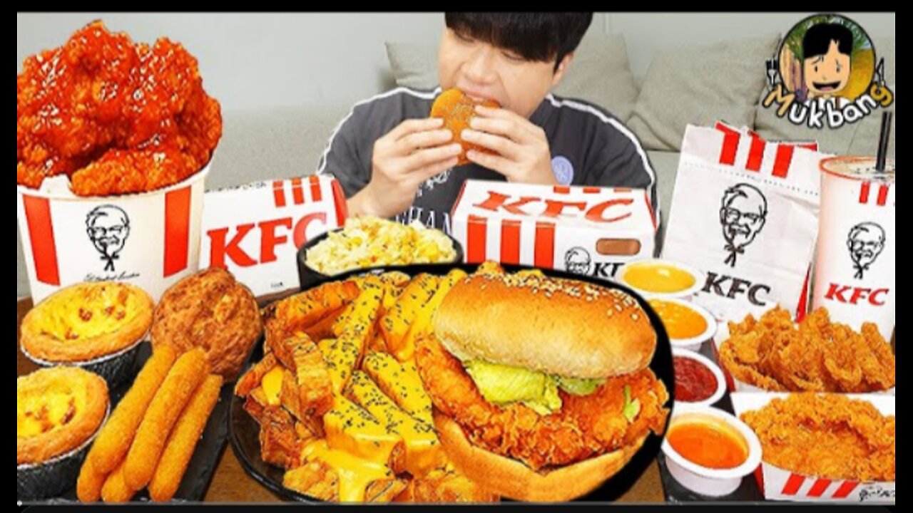 ASMR MUKBANG | KFC Crispy Fried Chicken, Cheese burger, cheese stick recipe ! eating