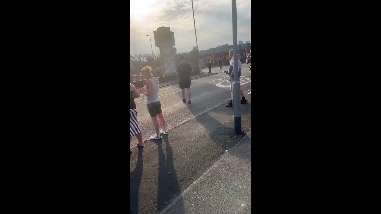 Police drafted in tonight as locals protest outside the Holiday Inn in Newton Heath in Manchester