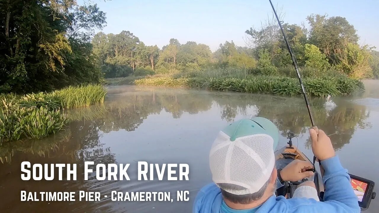 Kayak Bass Fishing the South Fork Catawba River - Baltimore Pier & Canoe Access - Cramerton, NC