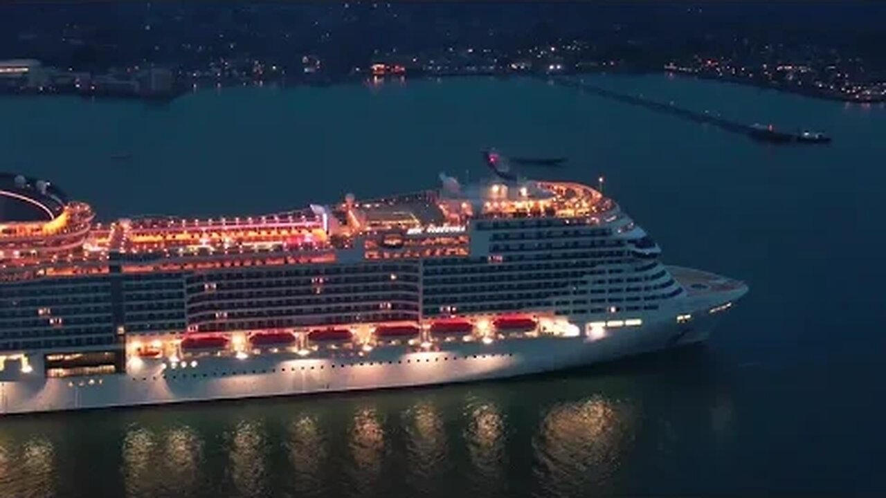 Cruise time MSC Virtuosa 14/04/2023 Southampton UK drone 4k footage