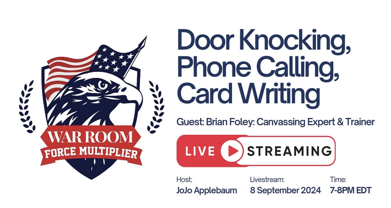 WFMA Livestream with JoJo and Brian Foley - Door Knocking, Phone Calling, Card Writing