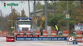 Business owner pushes for sidewalks along 38th Street in Indianapolis