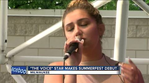 Former "The Voice" contestant Hannah Mrozak hits the stage at Summerfest