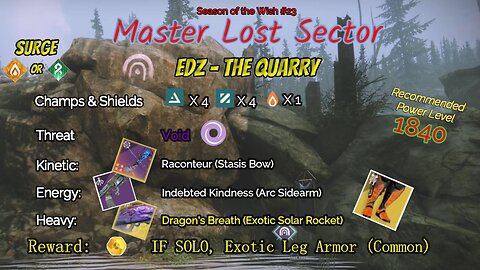 Destiny 2 Master Lost Sector: EDZ - The Quarry on my Strand Titan 2-1-24