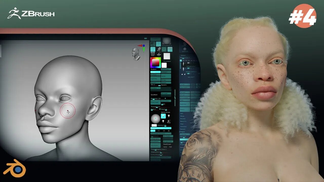 creating the Albino Character using Blender- 3D Timelapse part 4