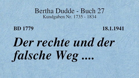 BD 1779 - DER RECHTE UND DER FALSCHE WEG ....