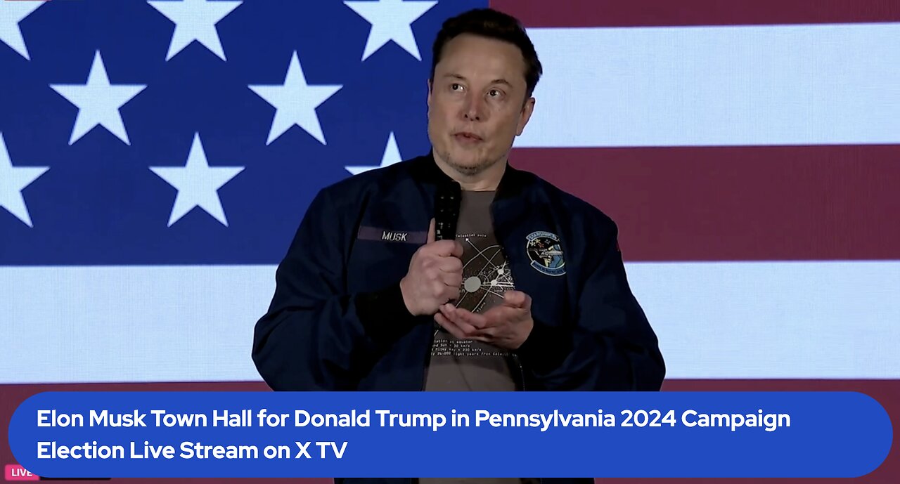 Elon Musk Town Hall for Donald Trump in Pennsylvania 2024 Campaign Election Live Stream X