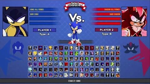 Sonic all forms & Dark Sonic VS Shadow all forms & Dark Shadow I Sonic Battle MUGEN HD