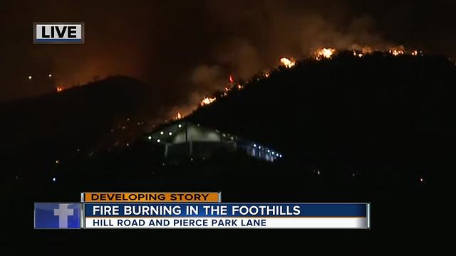 Fire burning in the foothills