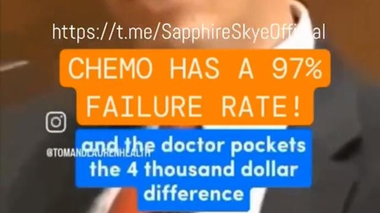 Chemotherapy has a 97% failure rate, but it's 100% successful in lining corrupt doctors pockets