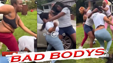 Bad Body Women Fighting in The Front Yard