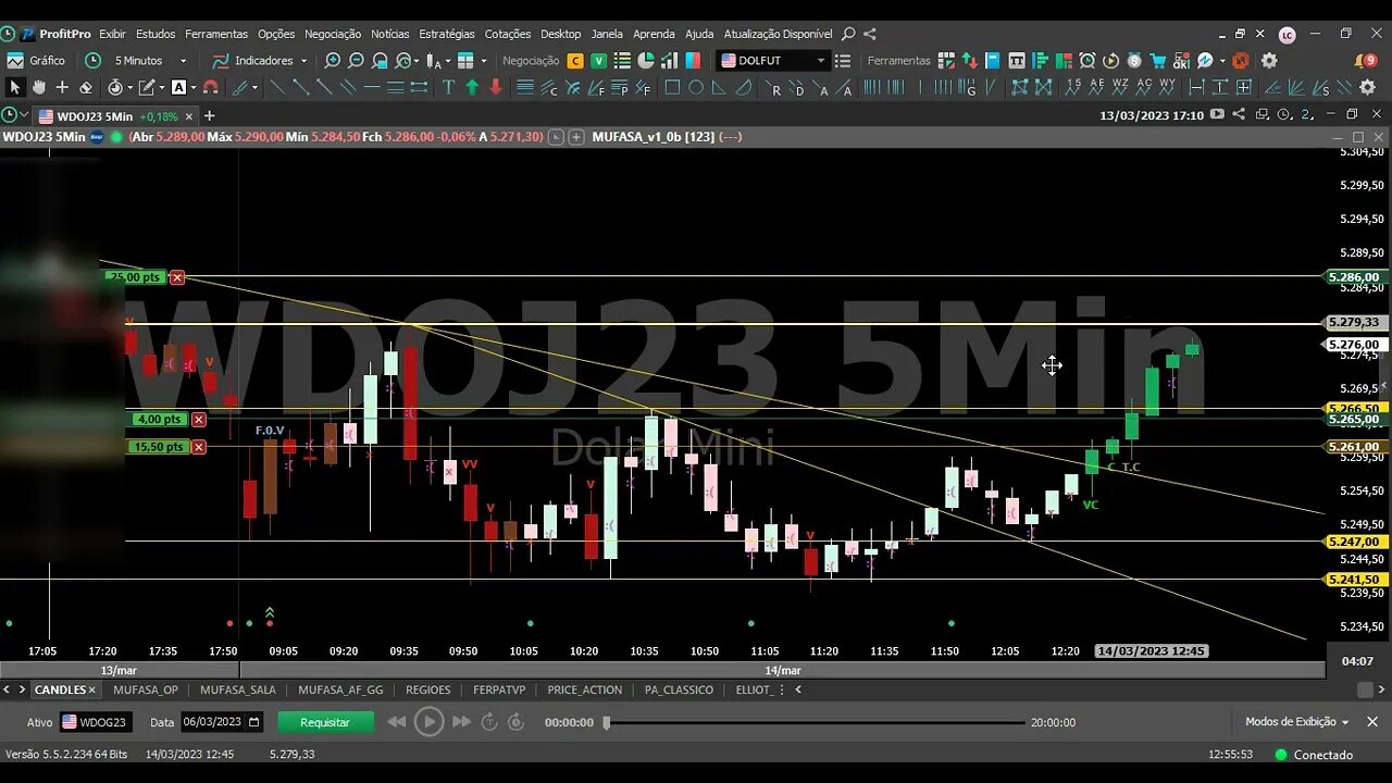 OPERAÇÃO AO VIVO MINI DÓLAR COM INDICADOR MUFASA - 14/03/23