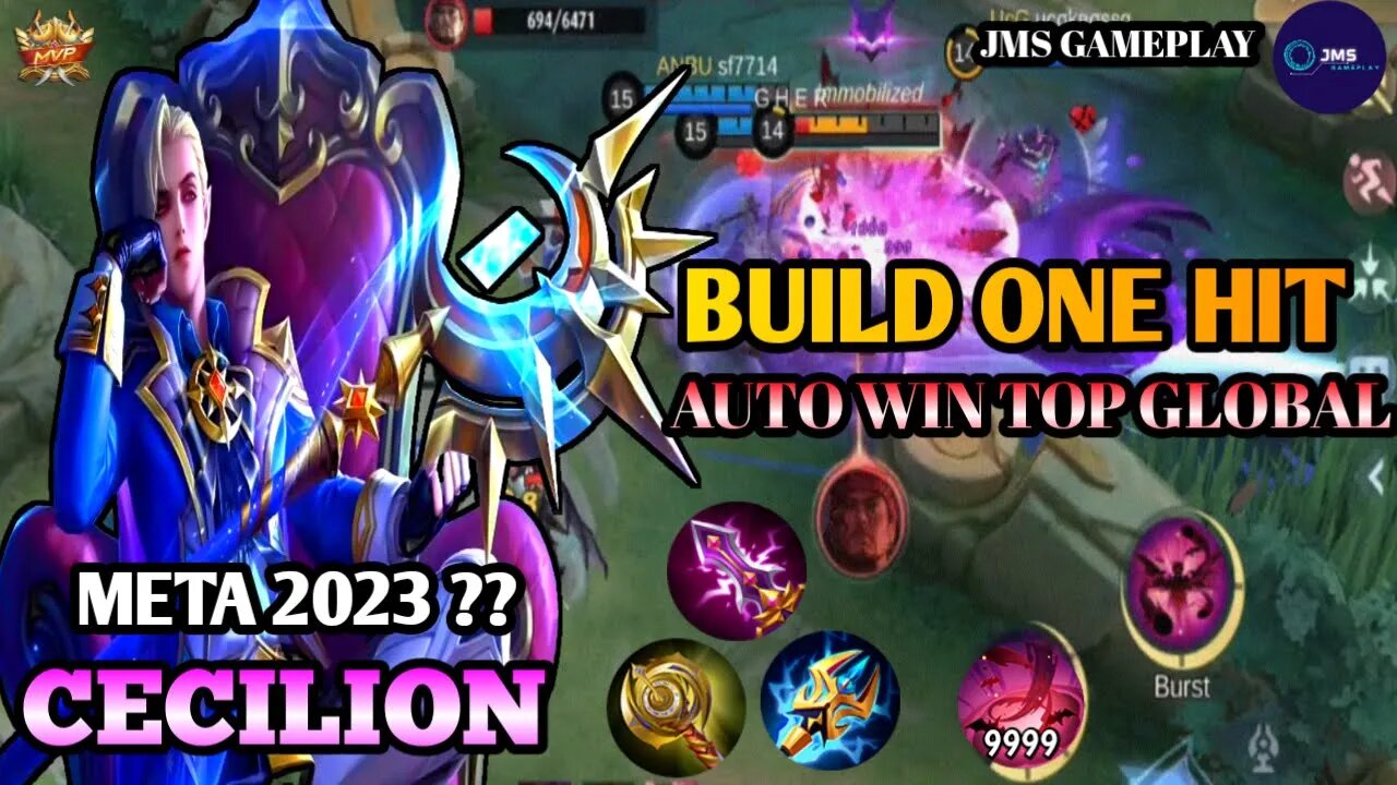 CECILION INSANE BURST DAMAGE ONE HIT BUILD TOP GLOBAL META 2023 | MOBILE LEGENDS | JMS GAMEPLAY