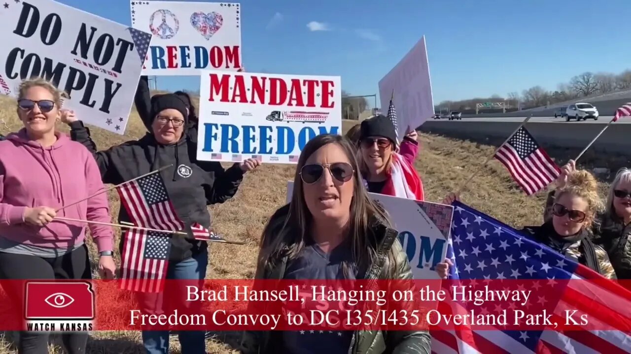 Brad Hansell, Hanging on the Highway, Freedom Convoy at I 35 & I 435 in Overland Park, Ks 1/29/2022￼