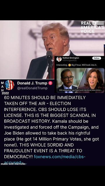 Trump explains survival of assassination attempt and the expressions of the CBS FAKE NEWS!!!