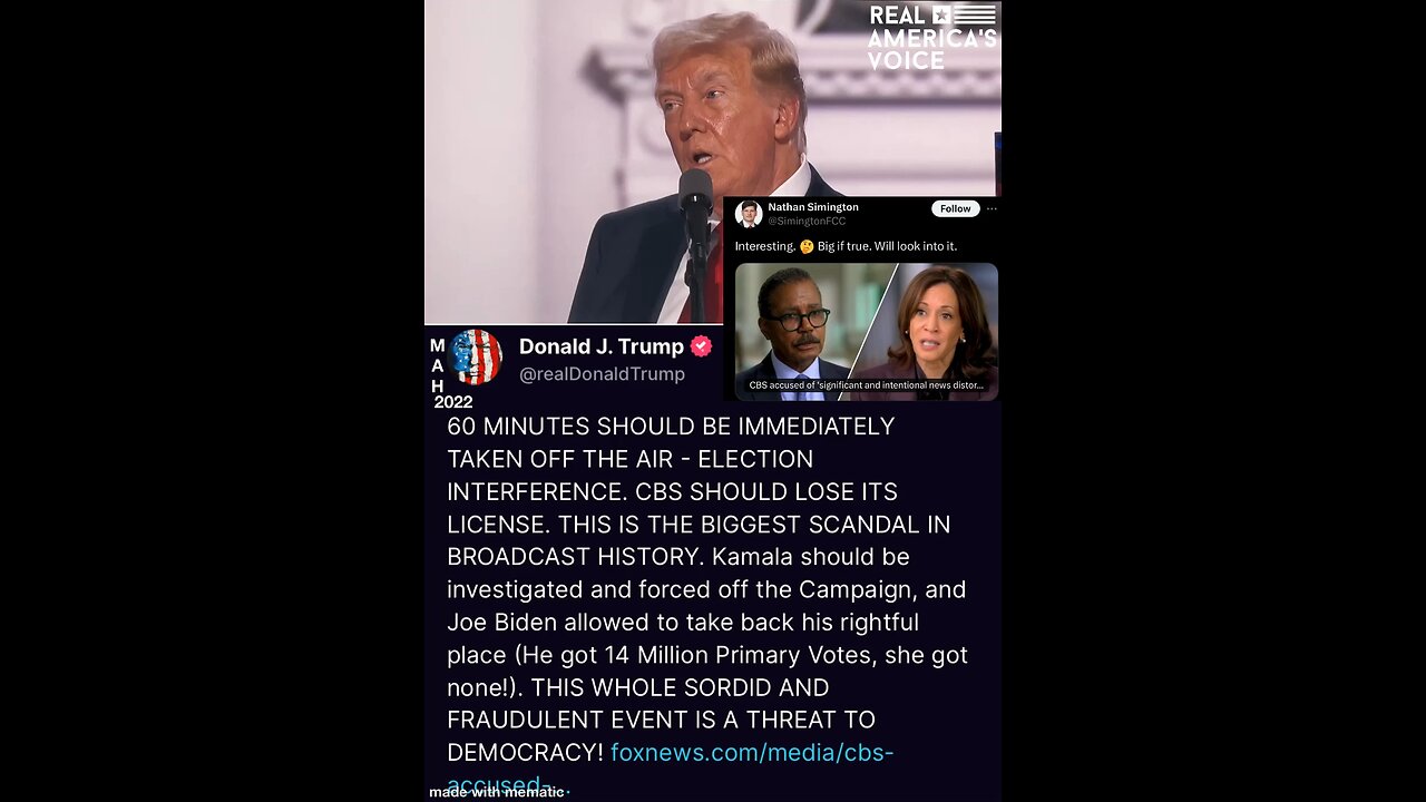 Trump explains survival of assassination attempt and the expressions of the CBS FAKE NEWS!!!