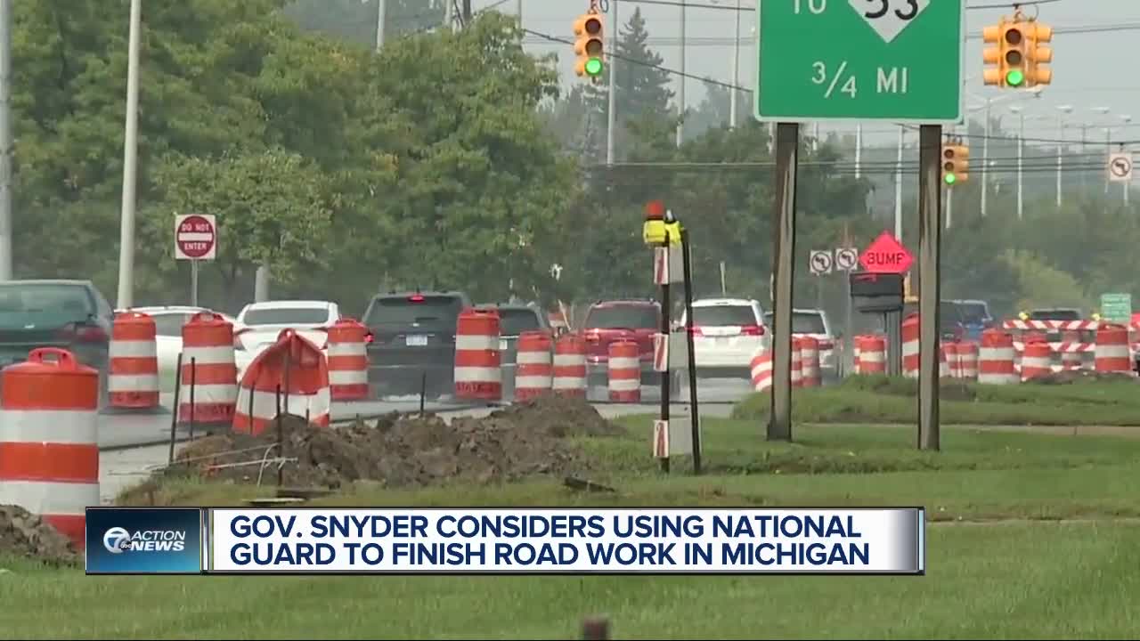 Gov. Snyder considers using National Guard to finish road work in Michigan