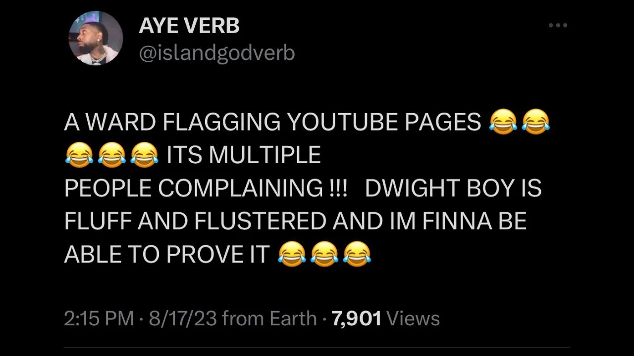 AYE VERB SAYS AWARD IS REPORTING YOUTUBE PAGES 😂😂😂 + Battlerap Crazy Striked Also wtf GOING ON!!