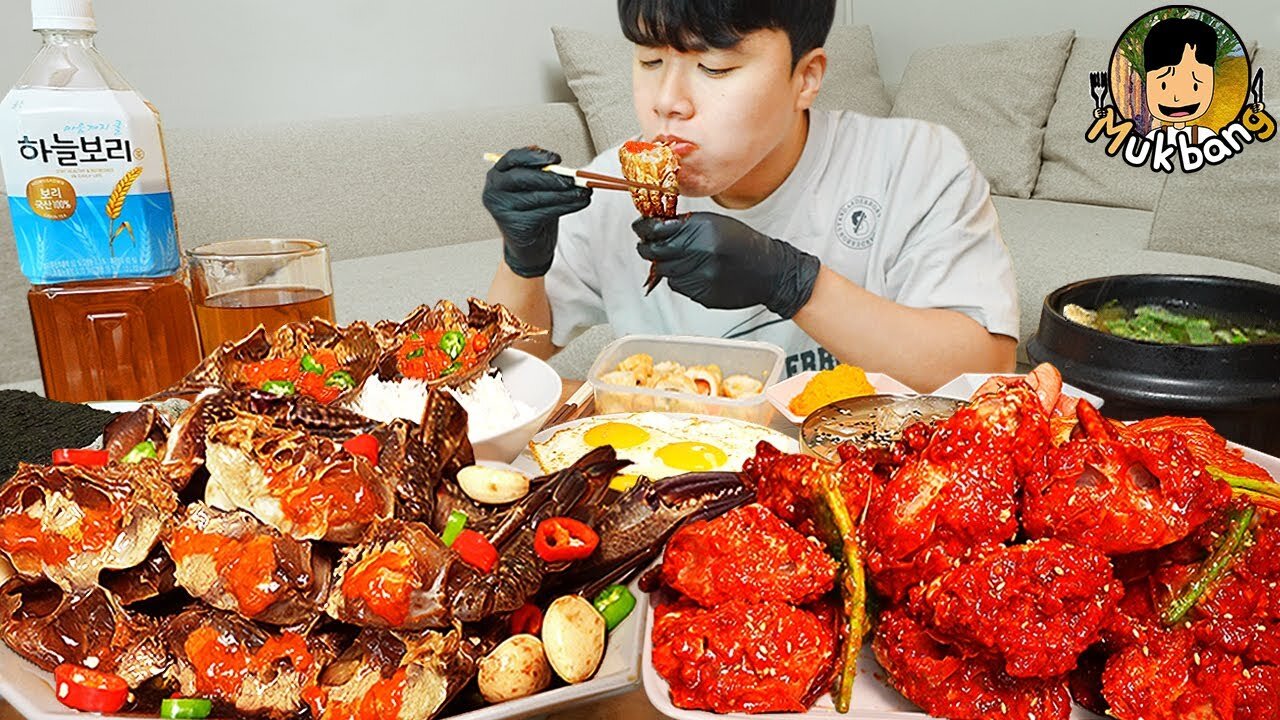 ASMR MUKBANG | Korean home meal, Marinated Raw Crabs, Fried egg recipe ! eating