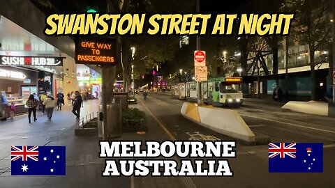 Exploring Melbourne Australia: City Walking Tour of Swanston Street at Night 2024