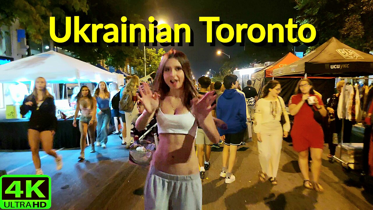 【4K】Toronto ukrainian 🇺🇦 Celebrations Night walk Canada 🇨🇦