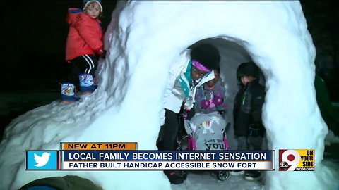 East Price Hill family builds wheelchair-accessible snow fort so everyone can play