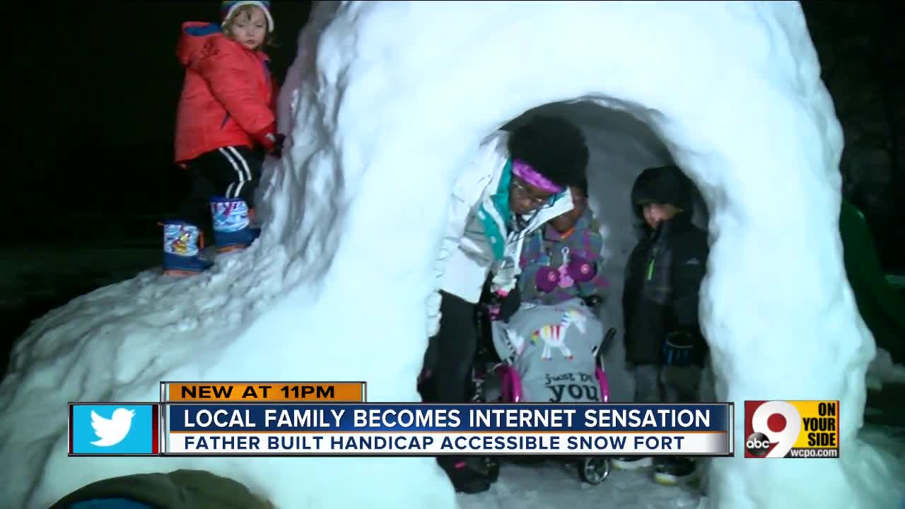 East Price Hill family builds wheelchair-accessible snow fort so everyone can play