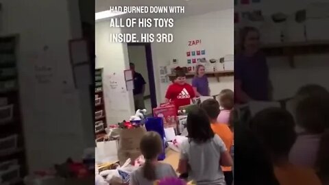 This 3rd grader was surprised with gifts by his classmates after his house burned down ❤️ #shorts