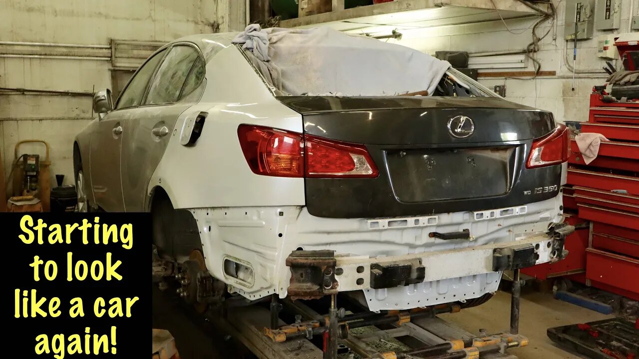 Fitting the used quarter, rail and body panel on the Lexus IS250