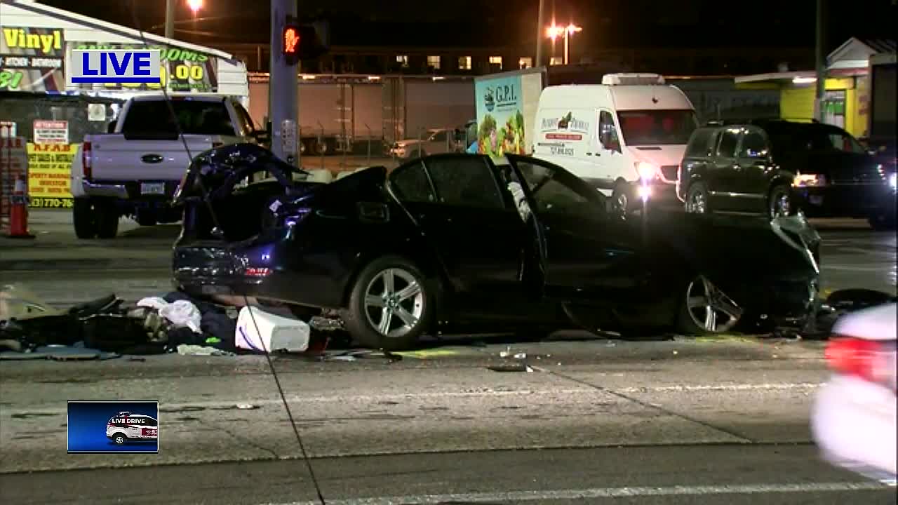 Driver extricated from car after crash on Hillsborough Ave.